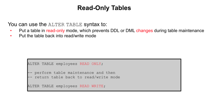 Read-Only Tables