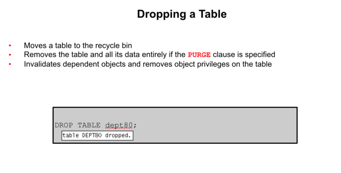 Dropping a Table