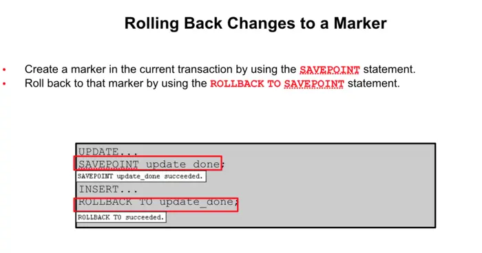 SAVEPOINT及ROLLBACK
