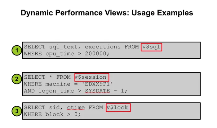 Dynamic Performance Views: Usage Examples
