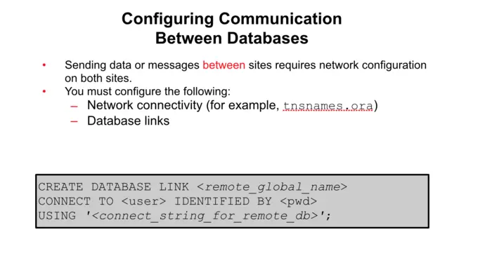 Configuring Communication
Between Databases