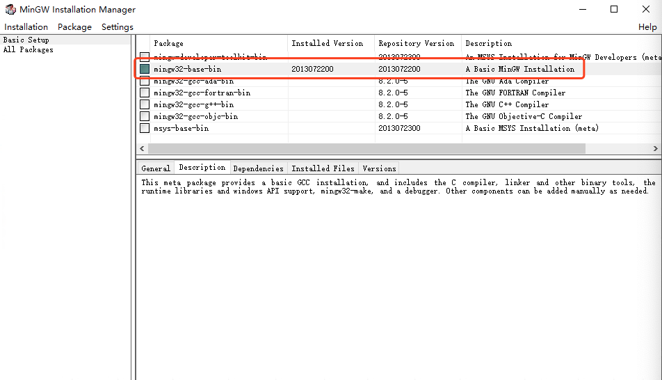 MinGW Installation Manager