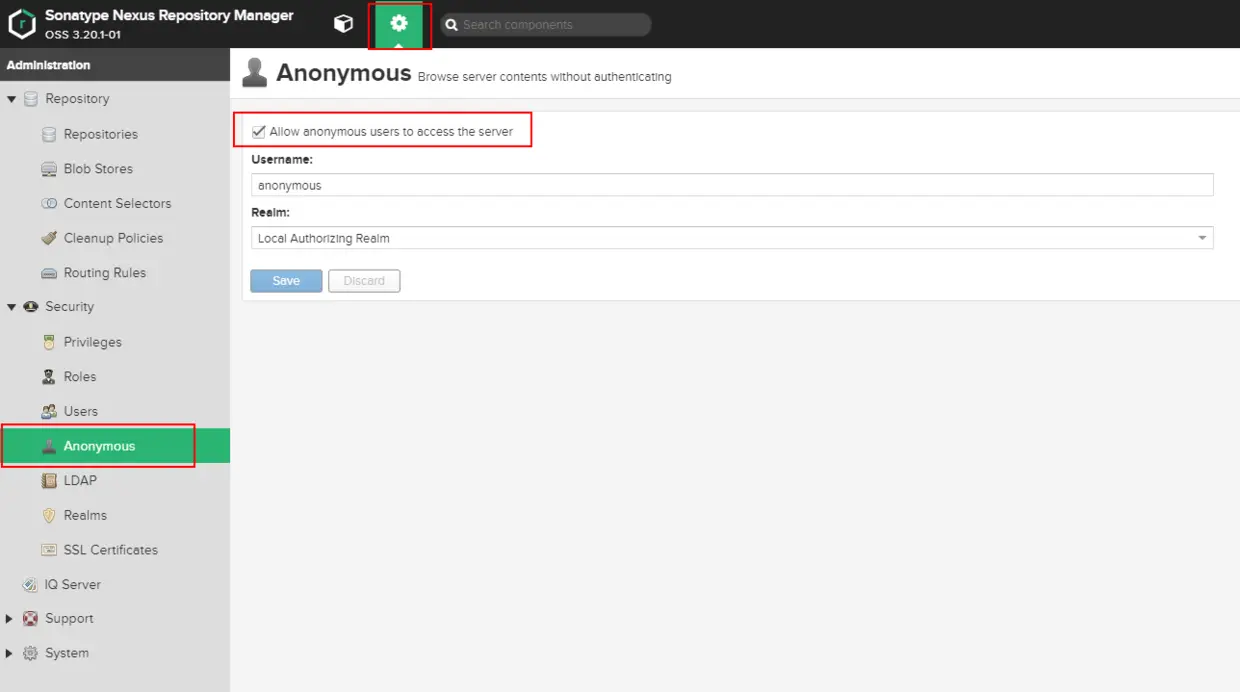 勾选允许匿名登录