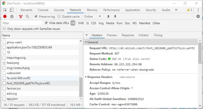 200 OK (from disk cache)