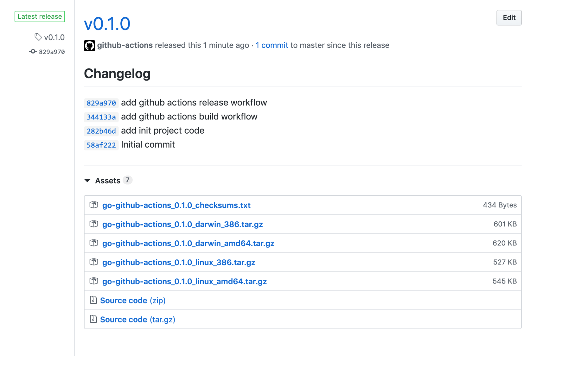GitHub Release 中的多平台构建产物示例
