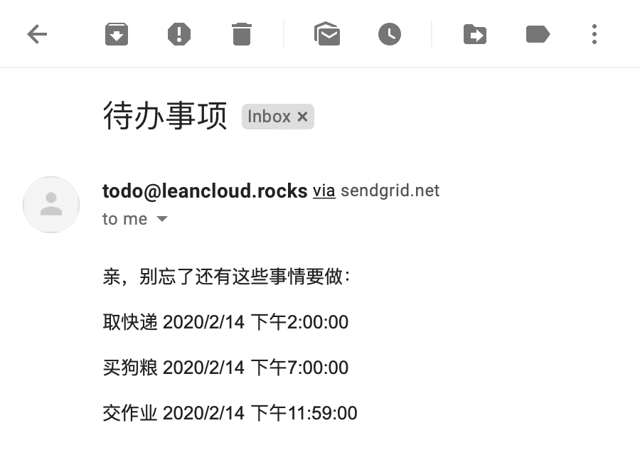 列出 Todo 项目的邮件