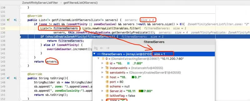 ZoneAffinityServerListFilter#getFilteredListOfServers