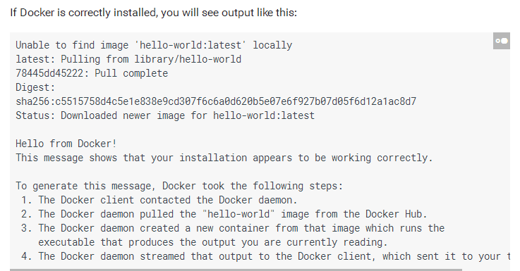 Docker 成功安装信息