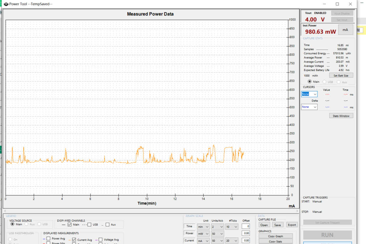 Power Monitor 测试功耗电流图如上
