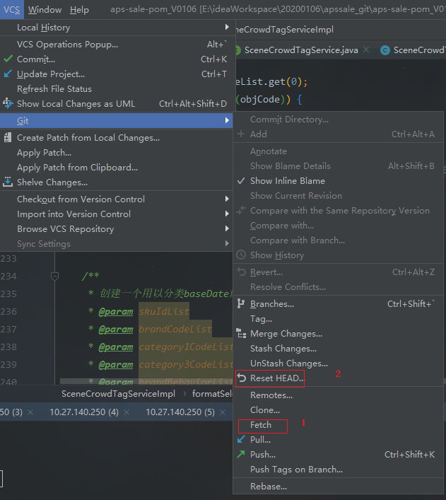 Idea move or commit them before merge java 