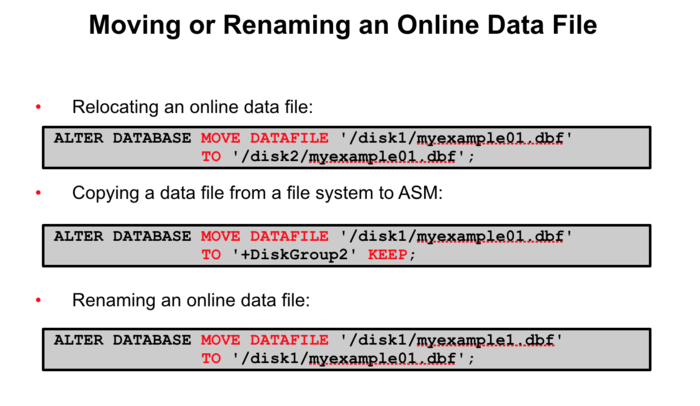 Moving or Renaming an Online Data File
