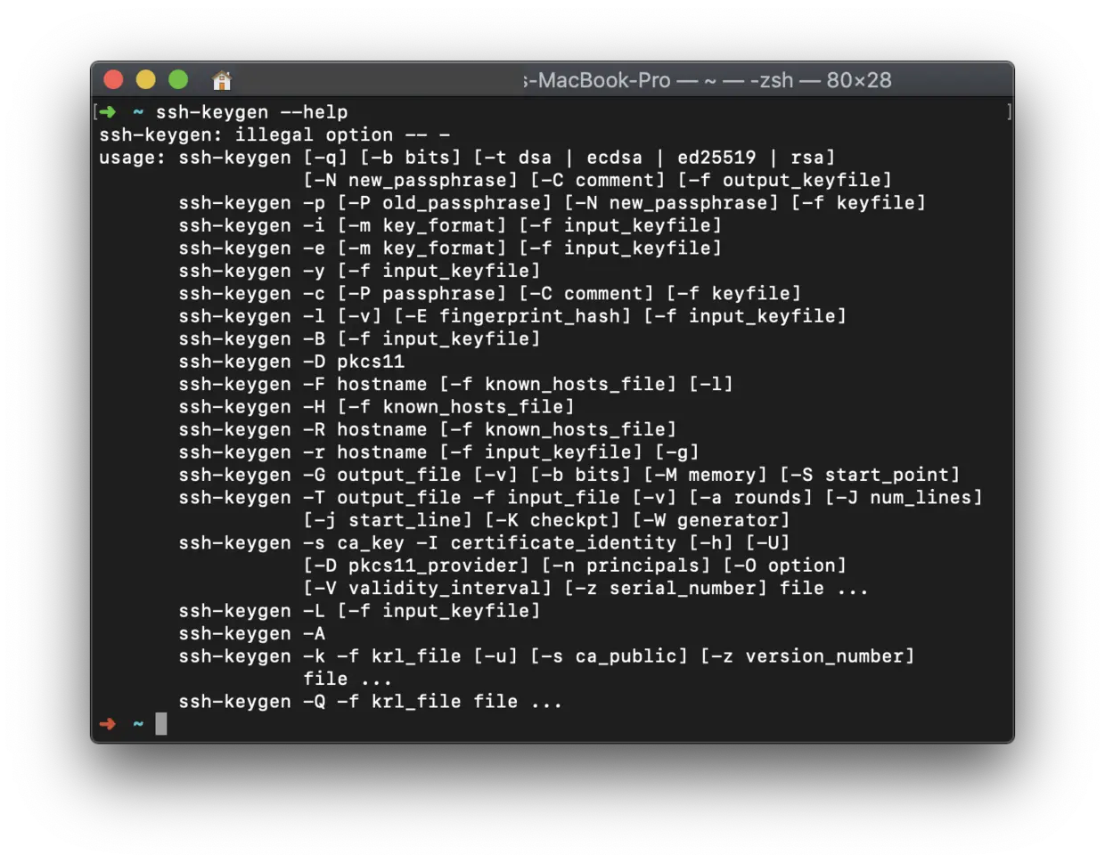 ssh-keygen --help