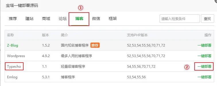 一键部署博客系统源码