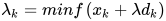 \lambda _{k} = minf\left( x_{k} +\lambda d_{k} \right) 