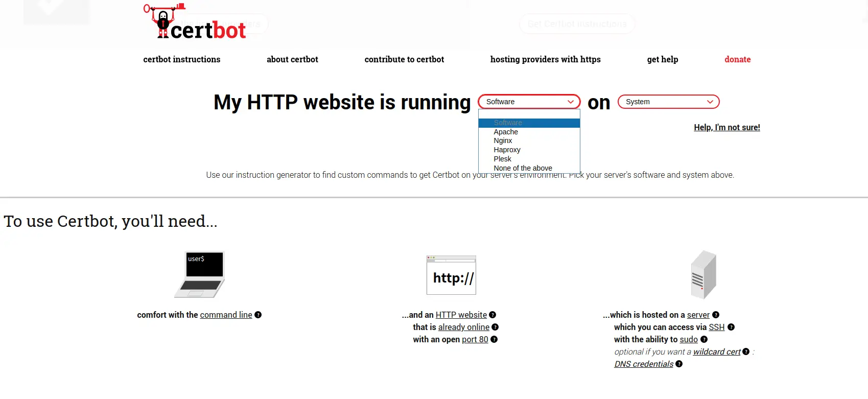certbot 选择使用的服务