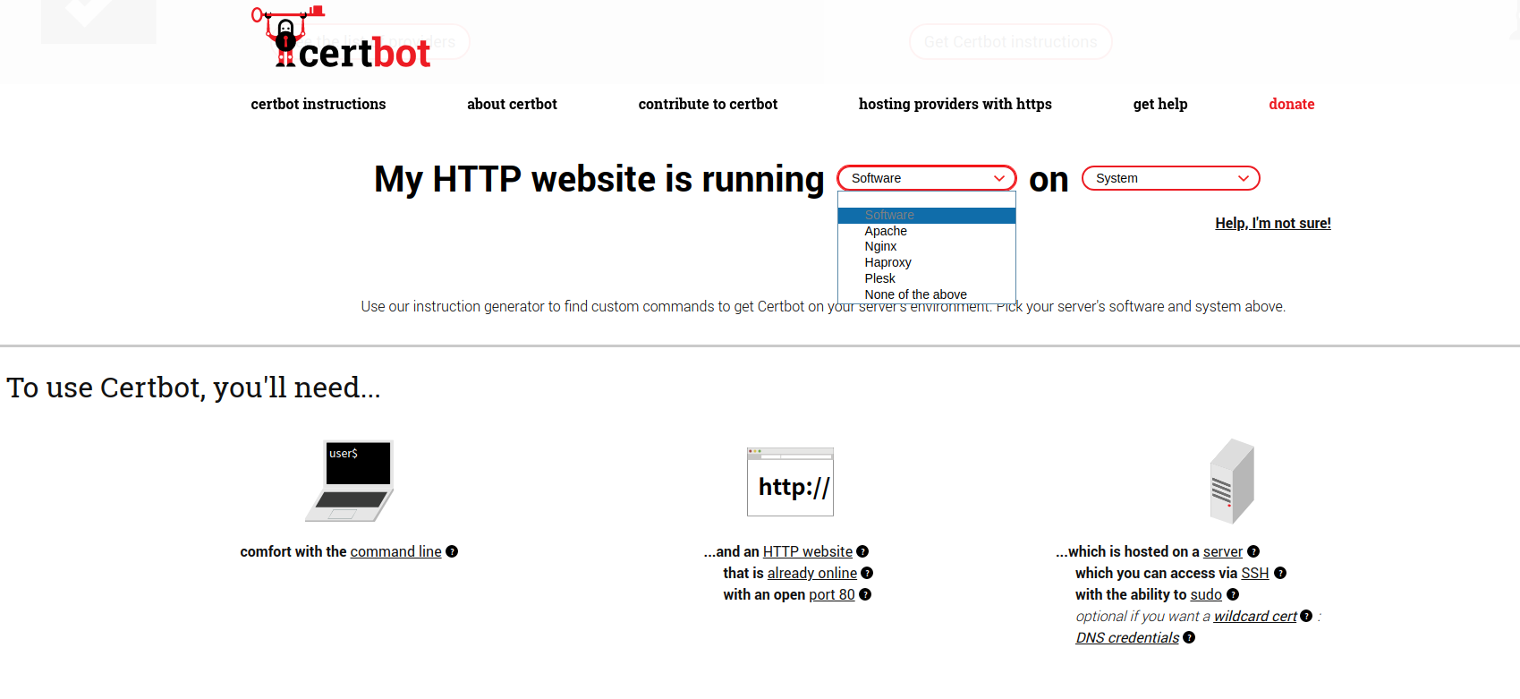 certbot 选择使用的服务