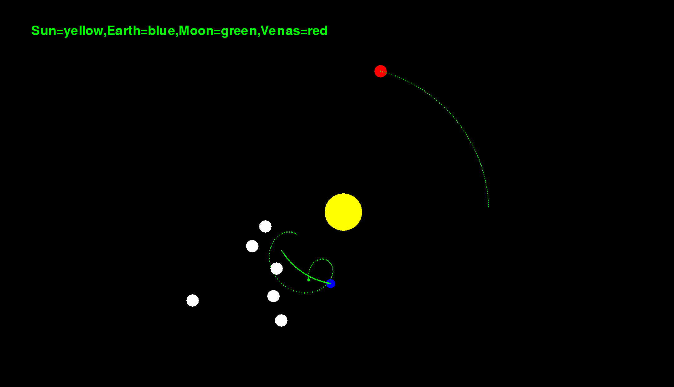 python的pygame模拟太阳-地球-月亮-金星等动态示意图代码分析