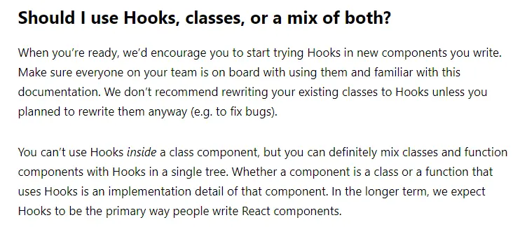 Should I use Hooks, classes, or a mix of both?