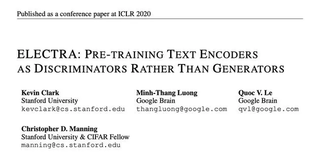 ELECTRA中文预训练模型开源，仅1/10参数量，性能依旧媲美BERT