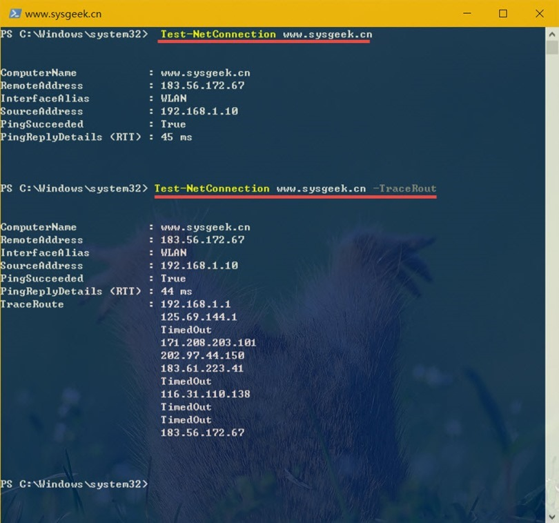 Test-NetConnection Test-NetConnection