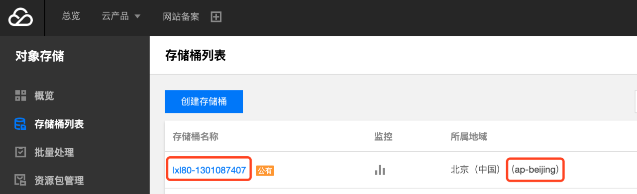 腾讯云存储桶列表