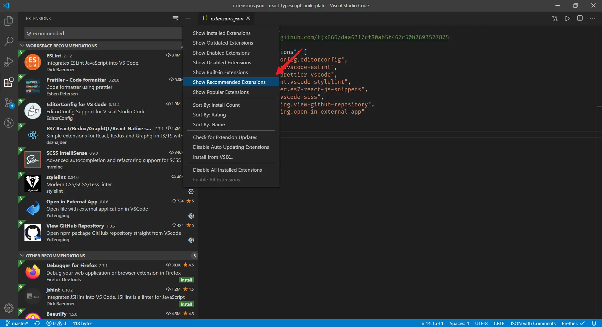 recommend extensions