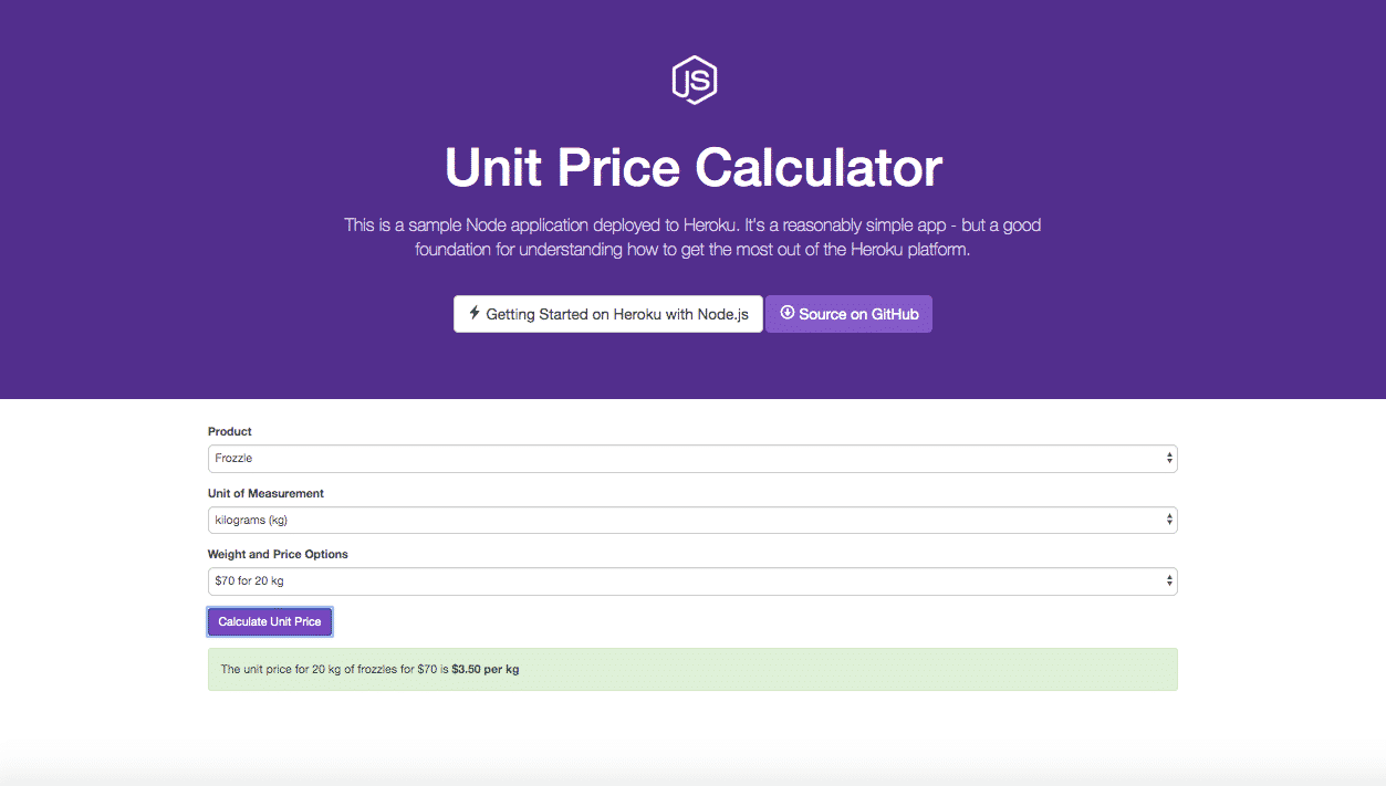 Unit Price Calculator App
