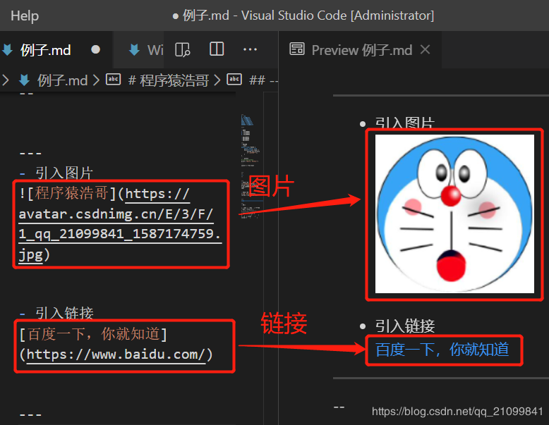 图片与链接（右图为预览效果图）