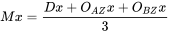 Mx = \frac{Dx + O_{AZ}x + O_{BZ}x}{3}