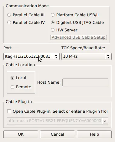 选择Digilent JTAG HS1