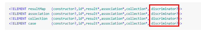resultMap性质的元素