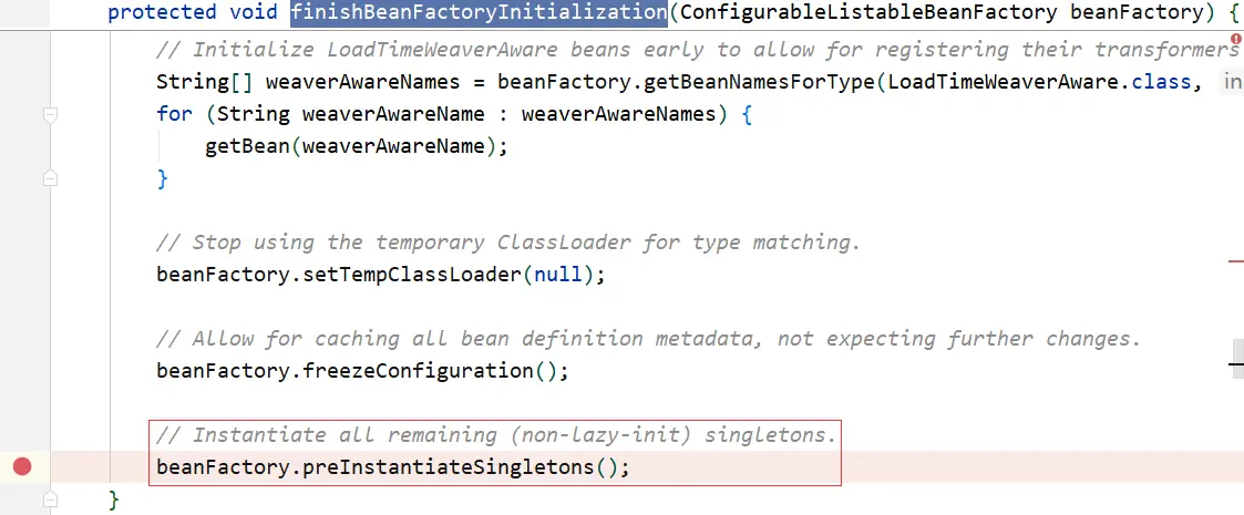 finishBeanFactoryInitialization