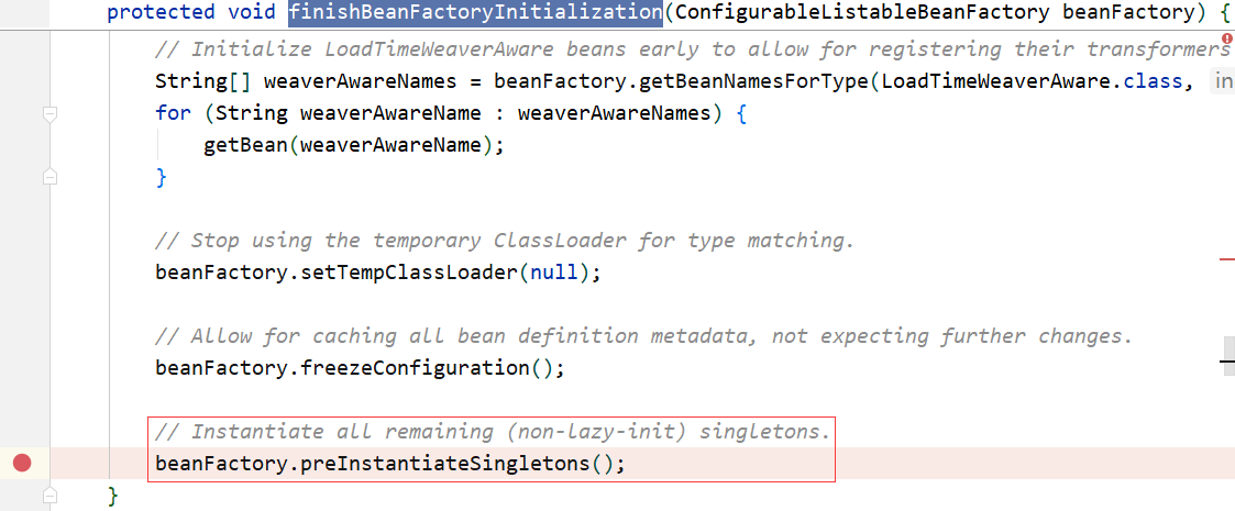 finishBeanFactoryInitialization