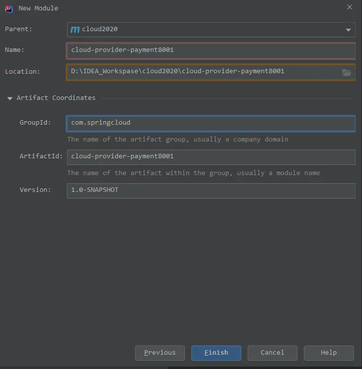 搭建cloud-provider-payment8001 模块