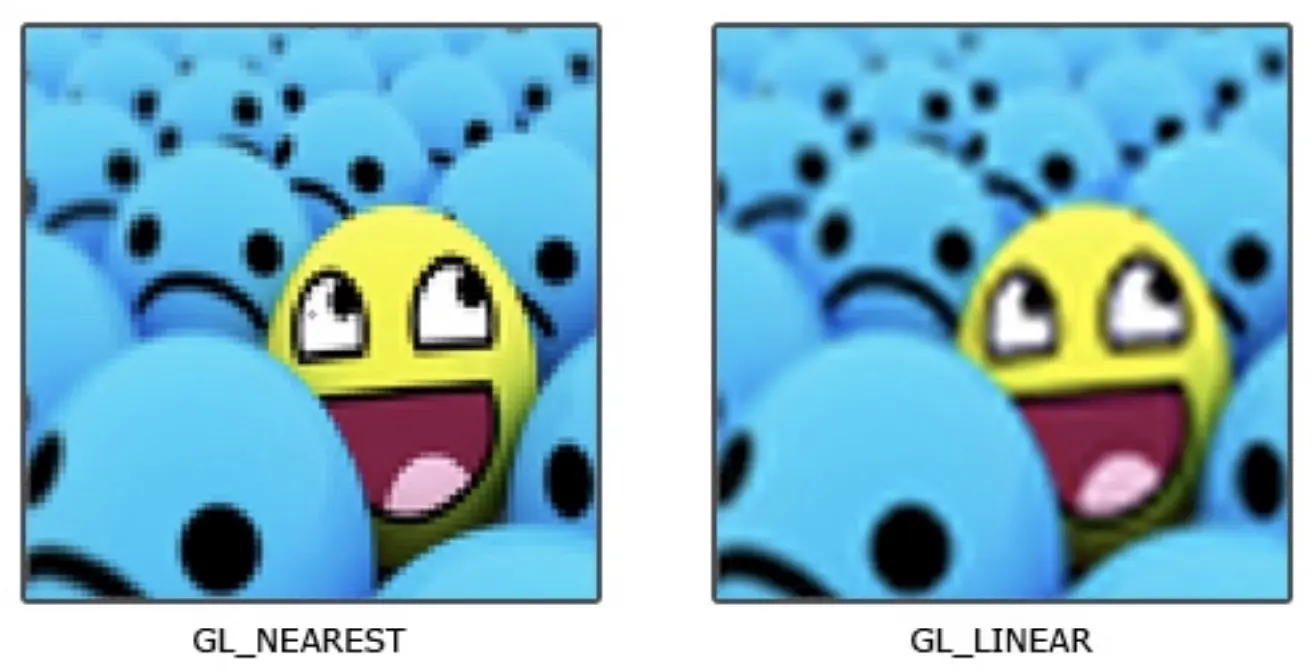 线性过滤与邻近过滤对比效果图