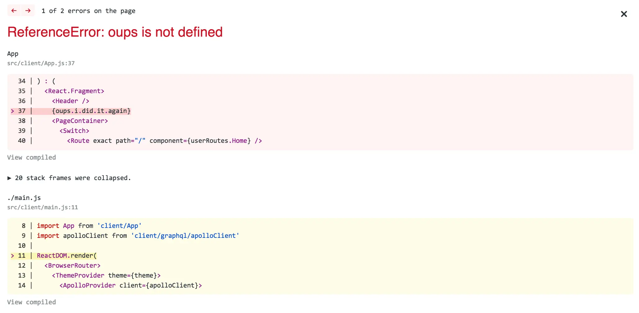 error overlay
