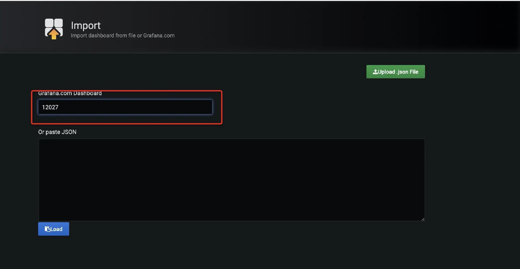 指定模板(dashboard id或json)