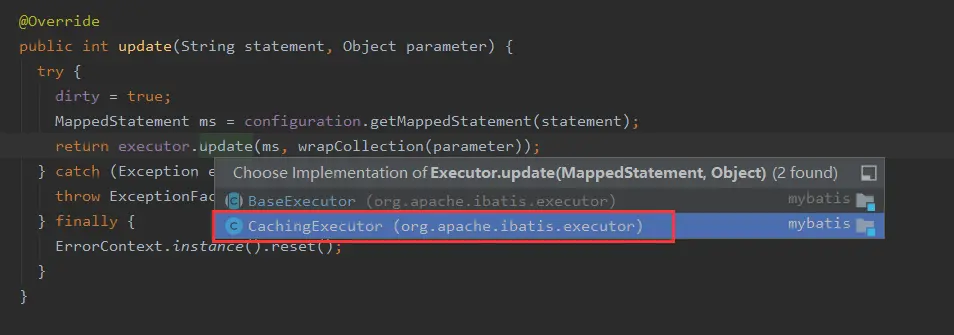 选择 CachingExecutor