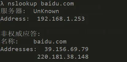 查看百度的 IP 地址