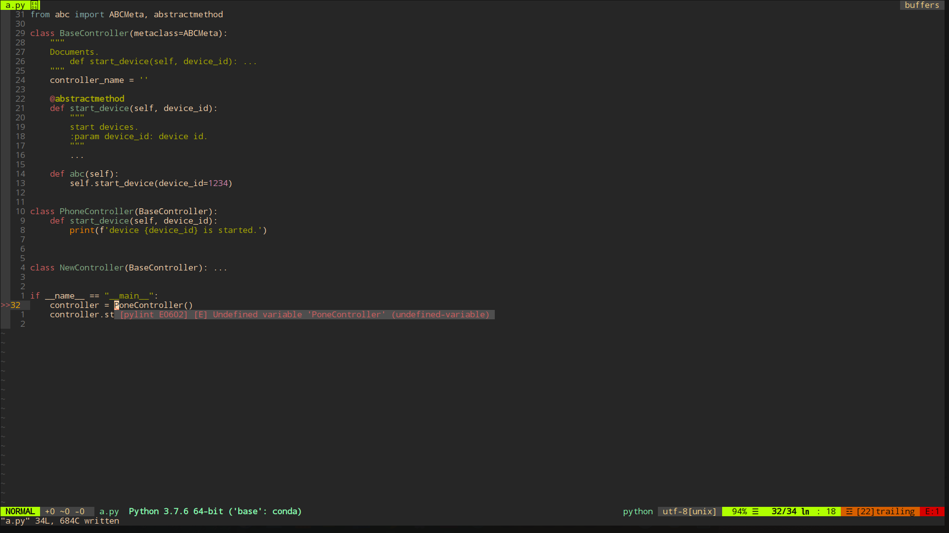 `vim-airline` 效果图