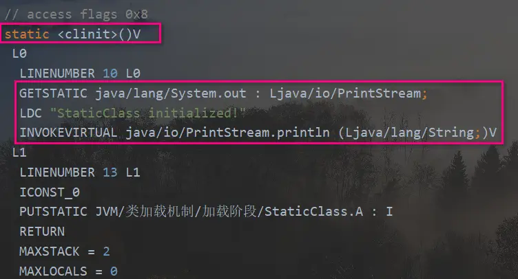 StaticClass字节码的类构造器