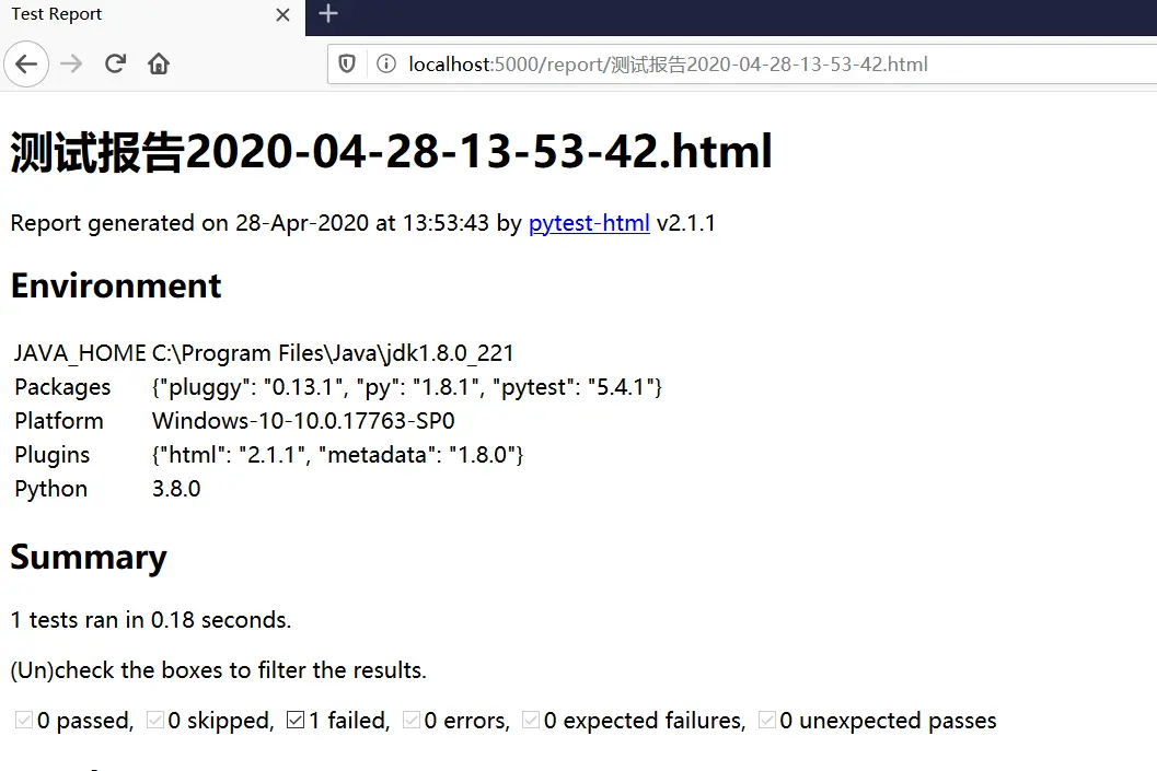 flask check test report