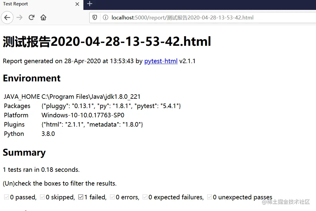 flask check test report