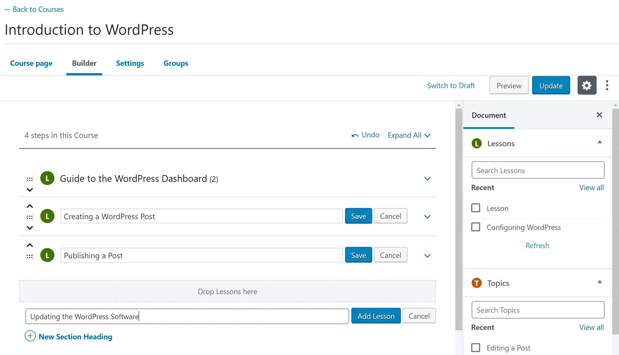 使用课程生成器添加课程