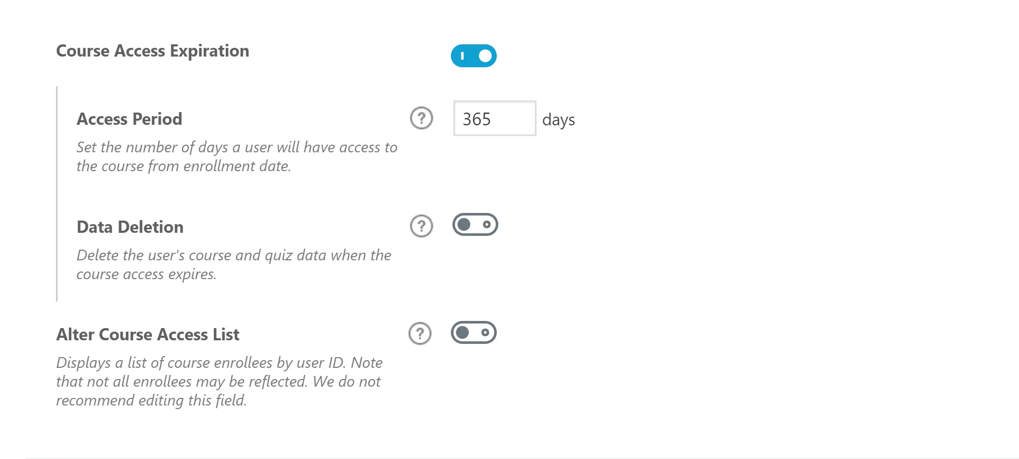 课程访问过期设置