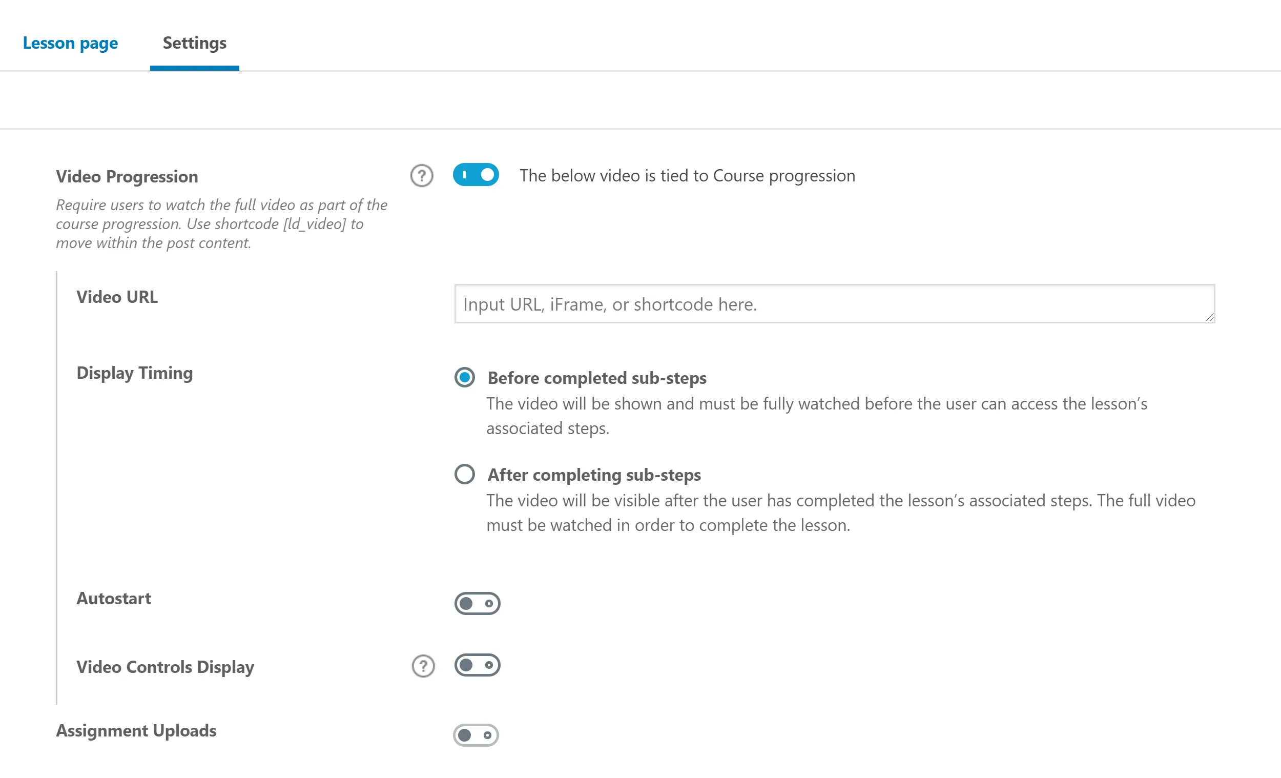 更多LearnDash课程设置