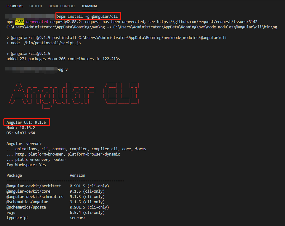 运行npm install -g @angular/cli安装Angular CLI