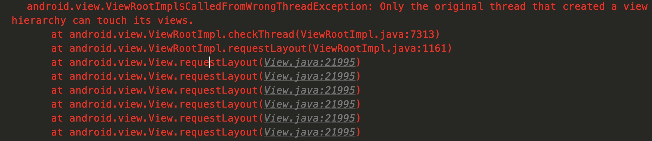 子线程更新 UI 的错误详情