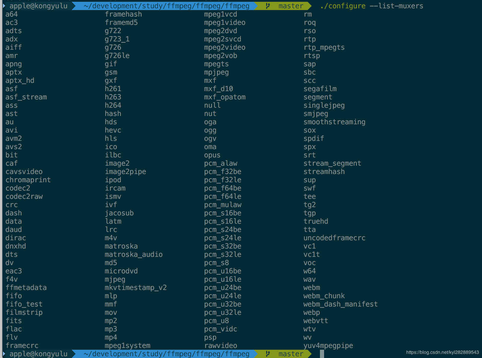 查看FFmpeg支持哪些容器格式