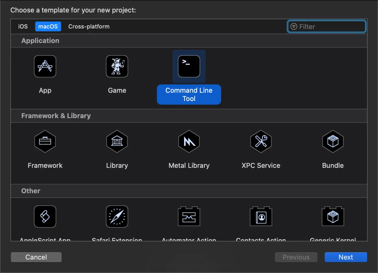 新建Command Line Tool